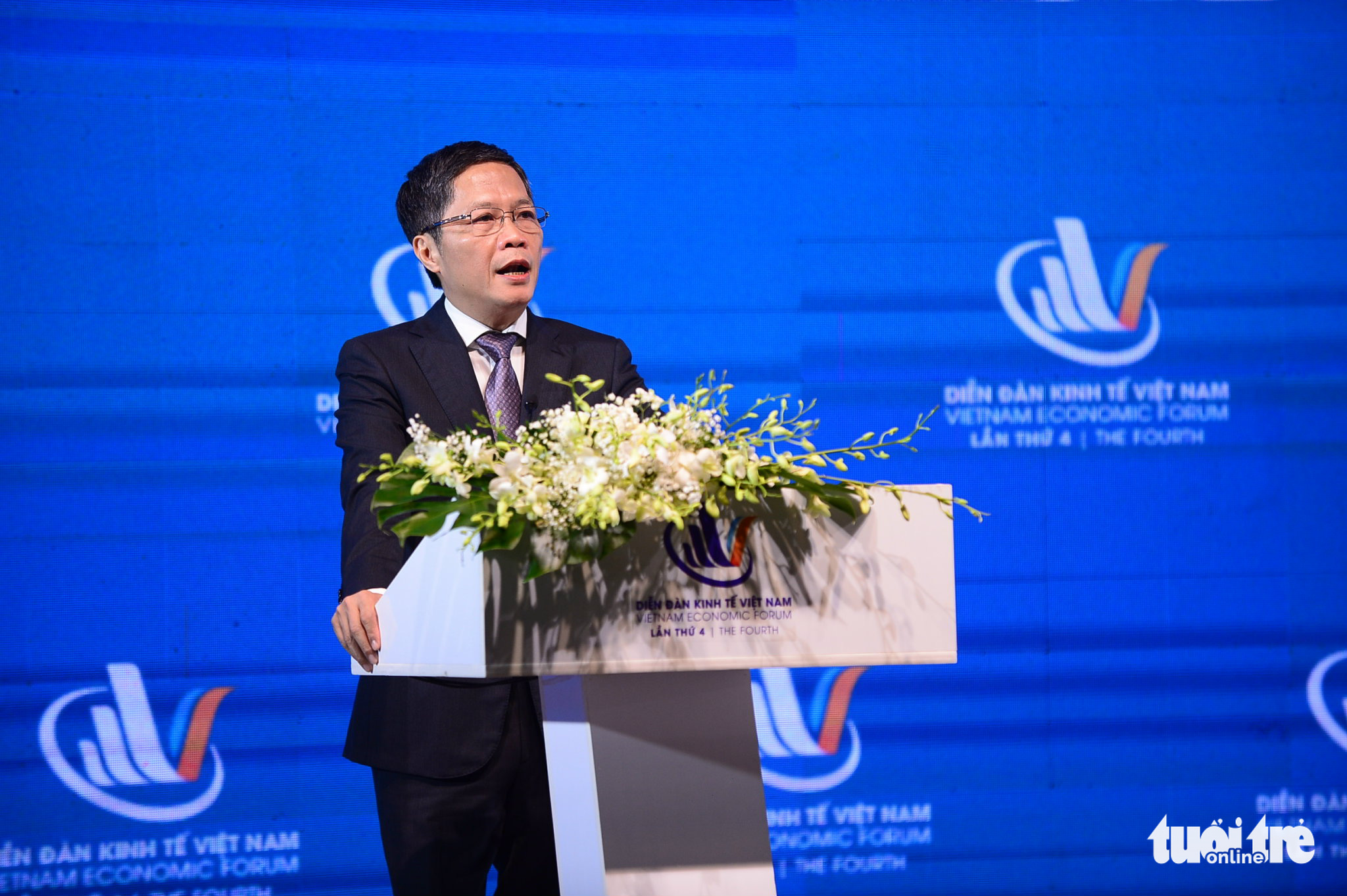 Vietnam Party Central Committee’s Economic Commission Tran Tuan Anh speaks at the fourth Vietnam Economic Forum in Ho Chi Minh City, June 5, 2022. Photo: Quang Dinh / Tuoi Tre