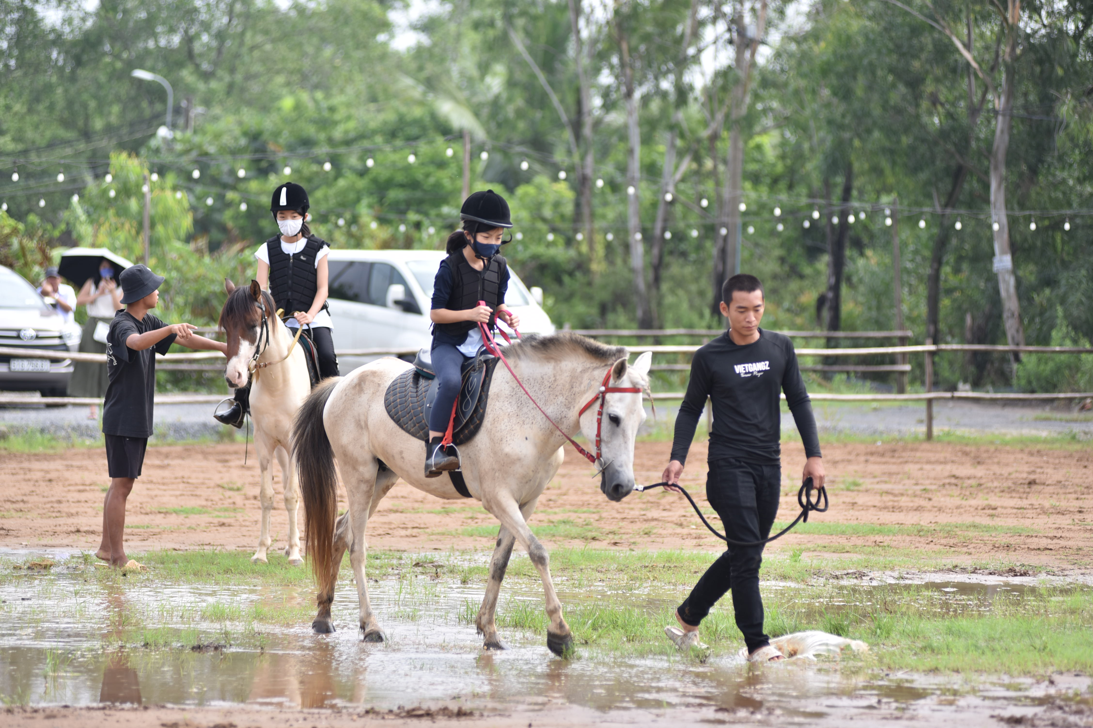 Riders depend on assistance from coaches at Vietgangz Horse Club, Thu Duc City, Ho Chi Minh City. Photo: Ngoc Phuong / Tuoi Tre News