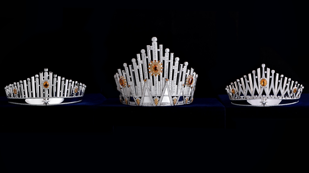 The crowns for the winner and runners-up of the Miss Universe Vietnam 2022 beauty pageant.