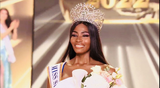 This screenshot shows Lalela Mswane of South Africa crowned  as Miss Supranational 2022 in Poland, July 16, 2022.
