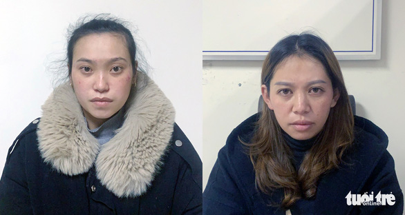 This supplied photo shows Huynh Thi Thanh Hang (L) and Vuong Ngoc Thao Vy, two babysitters that physically abused two-year-old C.P.L. in Da Lat City, Lam Dong Province, Vietnam.