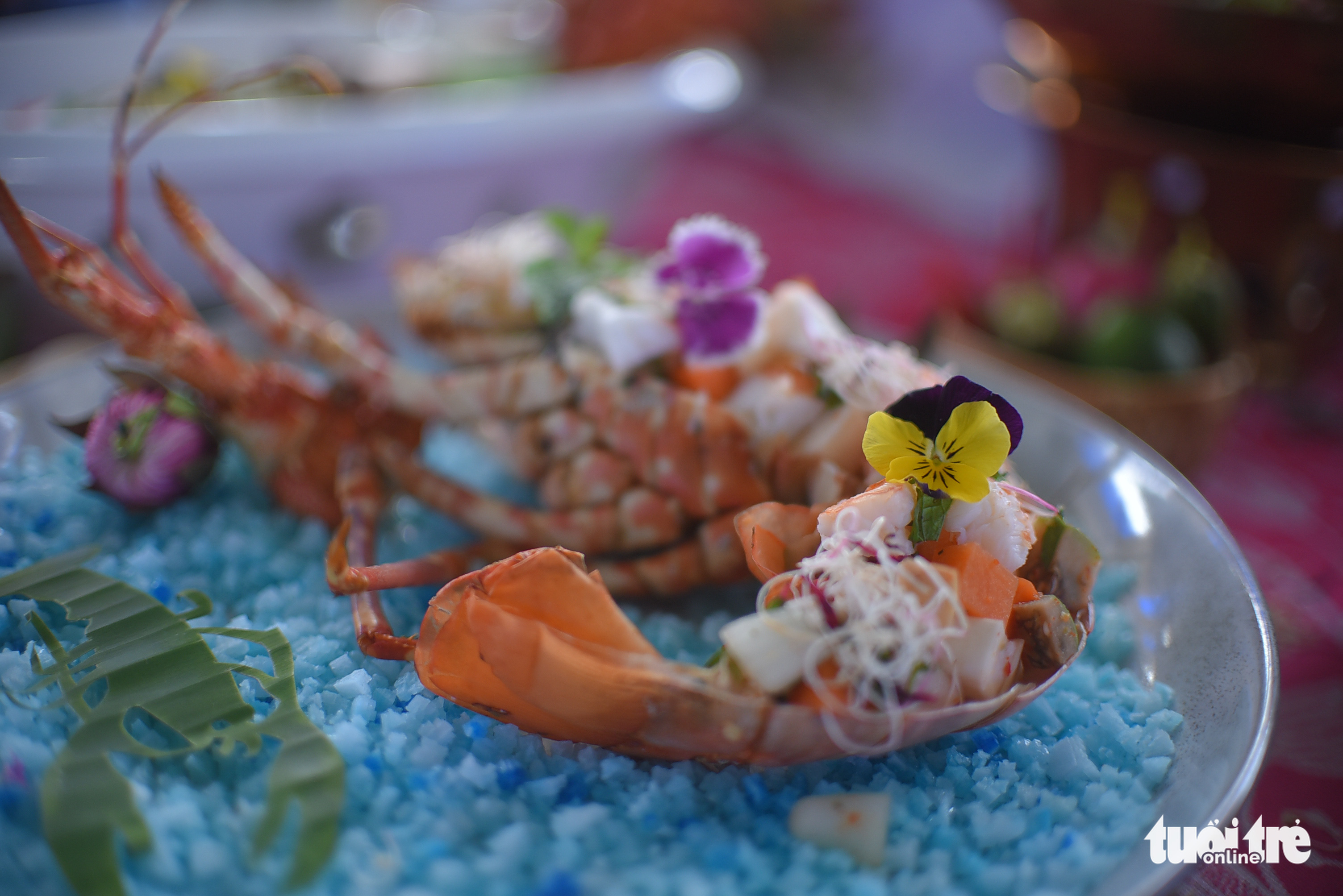 A lobster dish on display at a culinary contest in Phu Yen Province, Vietnam, July 31, 2022. Photo: Lam Thien / Tuoi Tre