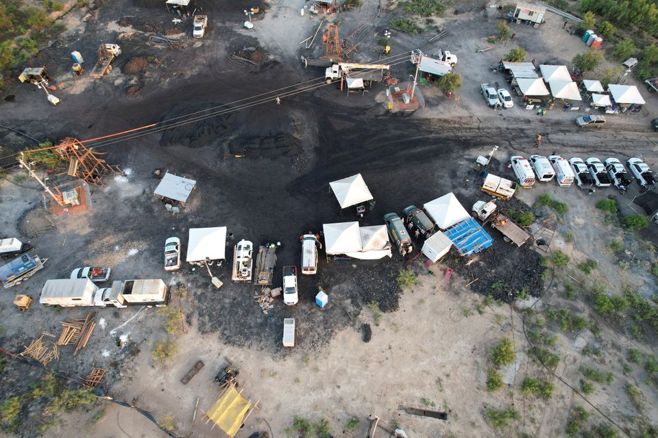 General view shows the mine shaft of a coal mine that collapsed leaving miners trapped, in Sabinas, Coahuila state, Mexico, August 7, 2022. Photo: Reuters