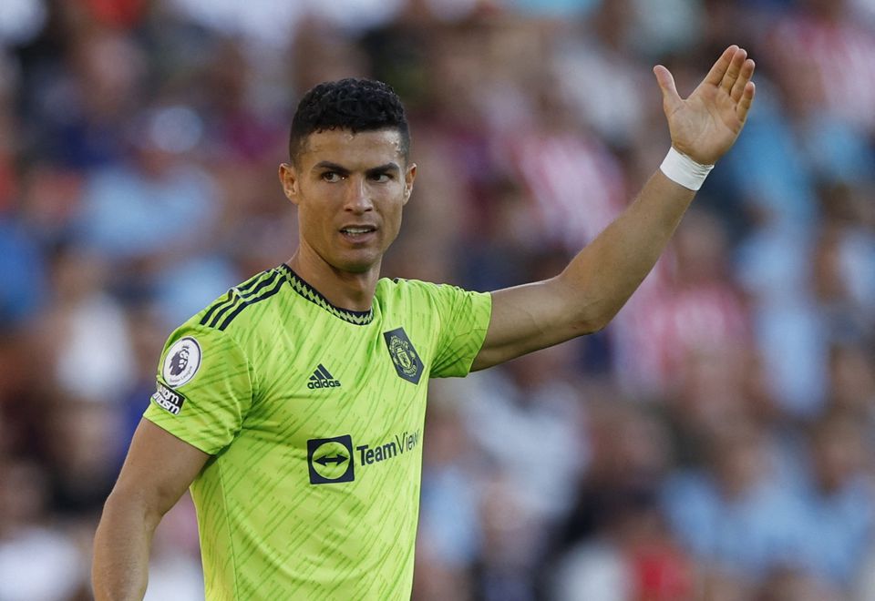 Soccer Football - Premier League - Brentford v Manchester United - Brentford Community Stadium, London, Britain - August 13, 2022 Manchester United's Cristiano Ronaldo reacts. Photo: Action Images via Reuters