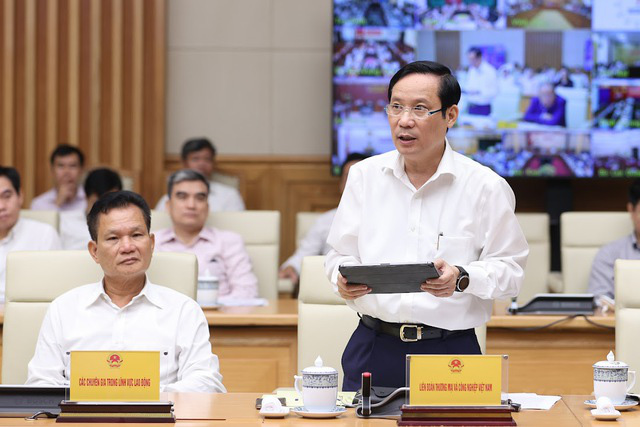 Pham Tan Cong, chairman of the Vietnam Confederation of Commerce and Industry (VCCI), speaks at the conference in Hanoi, August 20, 2022. Photo: Vietnam Government Portal