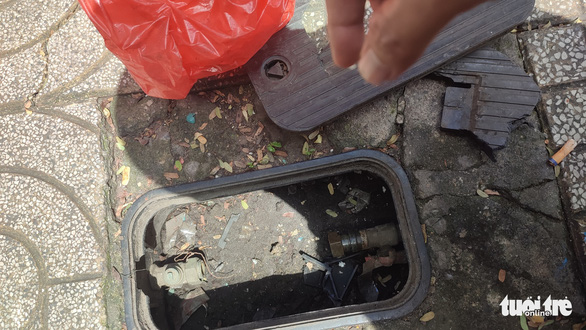 A water meter was stolen from a residence in downtown Ho Chi Minh City. Photo: Sang Ho / Tuoi Tre