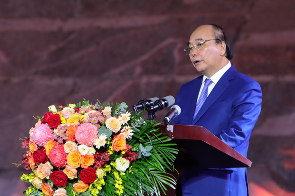 Vietnamese State President Nguyen Xuan Phuc makes a remark at the ceremony to receive the UNESCO certificate for Then practice in the northern province of Tuyen Quang on September 3, 2022. Photo: Danh Khang / Tuoi Tre