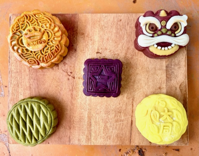 A collection of mooncakes Jordy Comes Alive use for his mukbang.