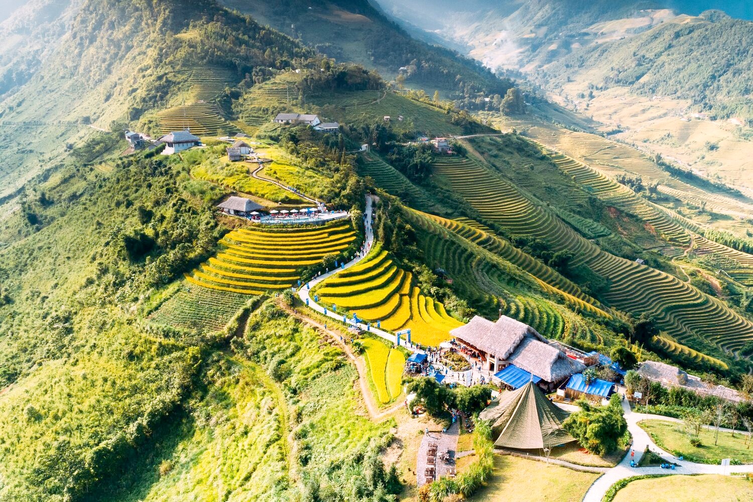 This supplied photo shows a bird’s-eye view of terraced rice fields in Sa Pa Town, Lao Cai Province, Vietnam.
