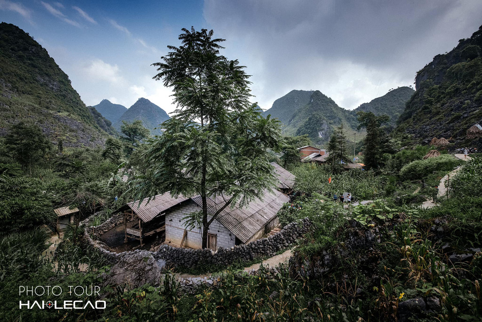 A small village sits nestled among forests near a mountainside. Photo: Hai Le Cao / Tuoi Tre