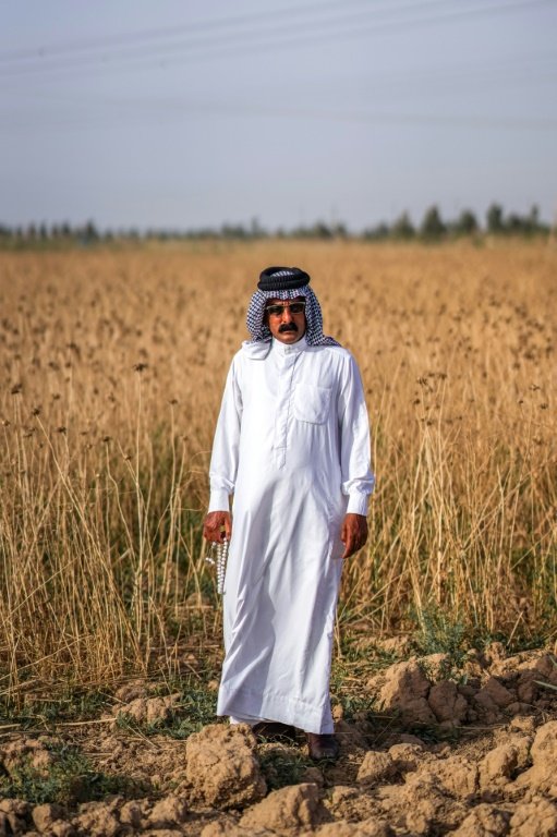 Farmer Abu Mehdi on the banks of the dried-up Diyala River in central Iraq. Photo: AFP