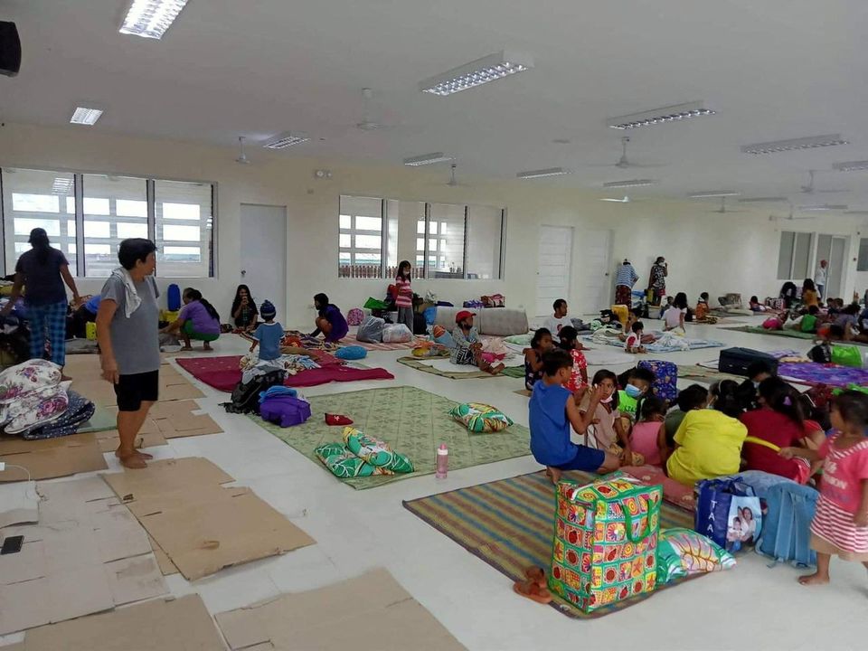 Residents are seen inside an evacuation centre in Aurora Province, Philippines, September 25, 2022 in this picture obtained from social media. Photo: Ricardo Balala Jr./via REUTERS