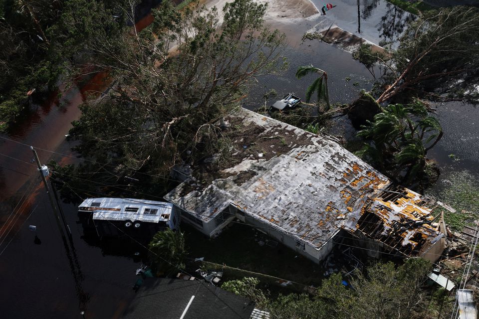 An aerial view of damages homes and flooded streets after Hurricane Ian caused widespread destruction in Punta Gorda, Florida, U.S., September 29, 2022. Photo: Reuters
