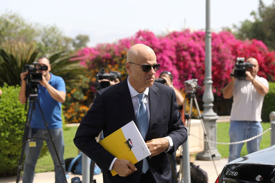 Claudio Descalzi, CEO of Italian energy company Eni arrives for a meeting with Cypriot President Nicos Anastasiades at the Presidential Palace in Nicosia, Cyprus April 25, 2018. Photo: Reuters