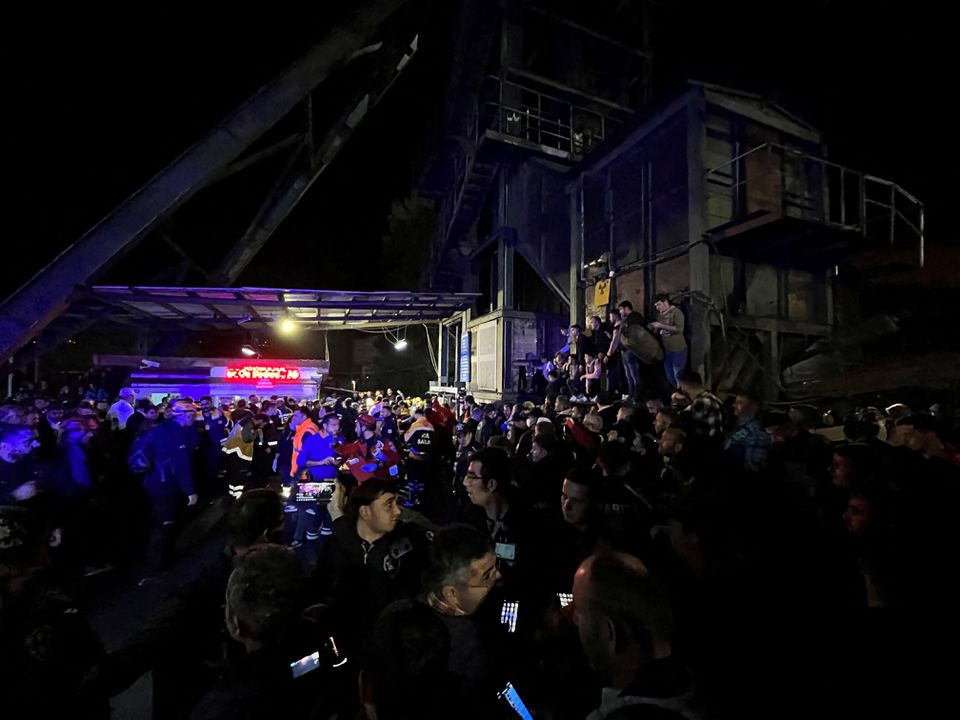 People wait outside the coal mine after an explosion in Amasra in the northern Bartin province, Turkey November 14, 2022. Nilay Meryem Comlek/Depo Photos via Reuters