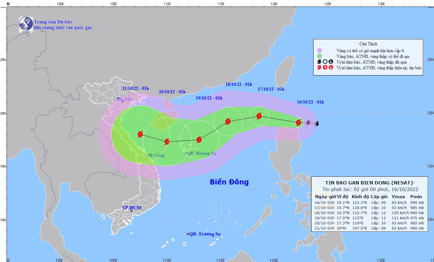 Storm Nesat sets course for East Vietnam Sea