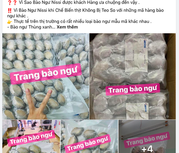 A Facebook account sells frozen abalone imported from South Korea at VND295,000-390,000 (US$12.32-16.29) per kilogram, but also sells Chinese abalone at a lower price. Screenshot: N. Tri / Tuoi Tre
