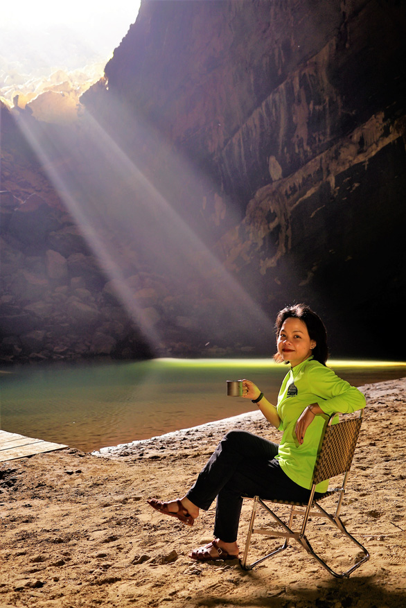 A supplied photo shows H’Anetta rests during an expedition to Son Doong Cave in Quang Binh Province, Vietnam.