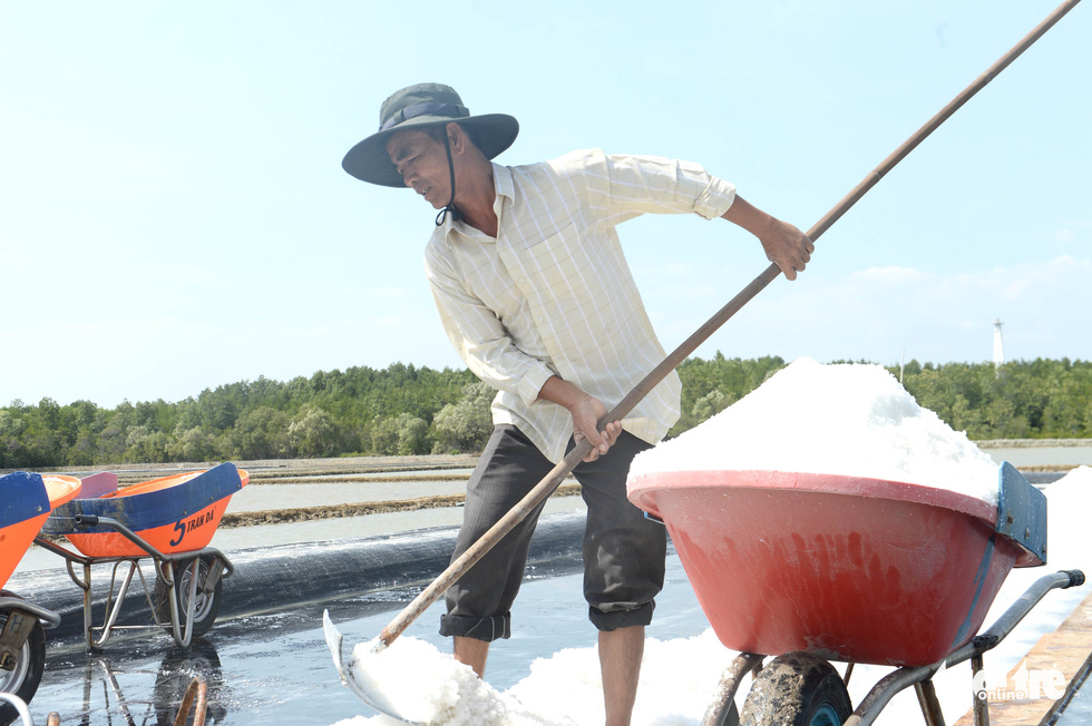 The so-called “King of Salters” harvests salt from plastic mats.
