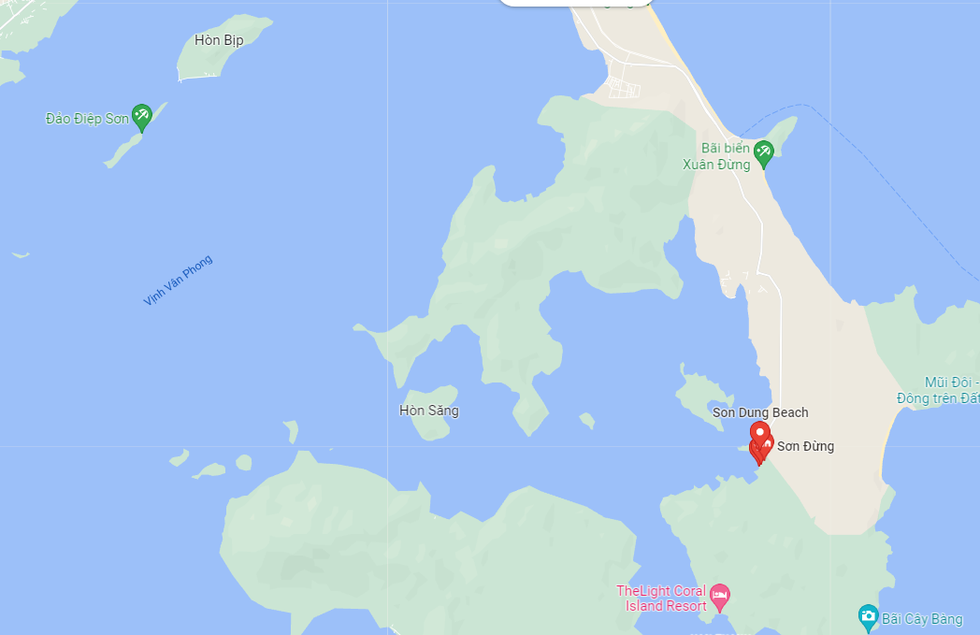 The location of Son Dung beach on a map