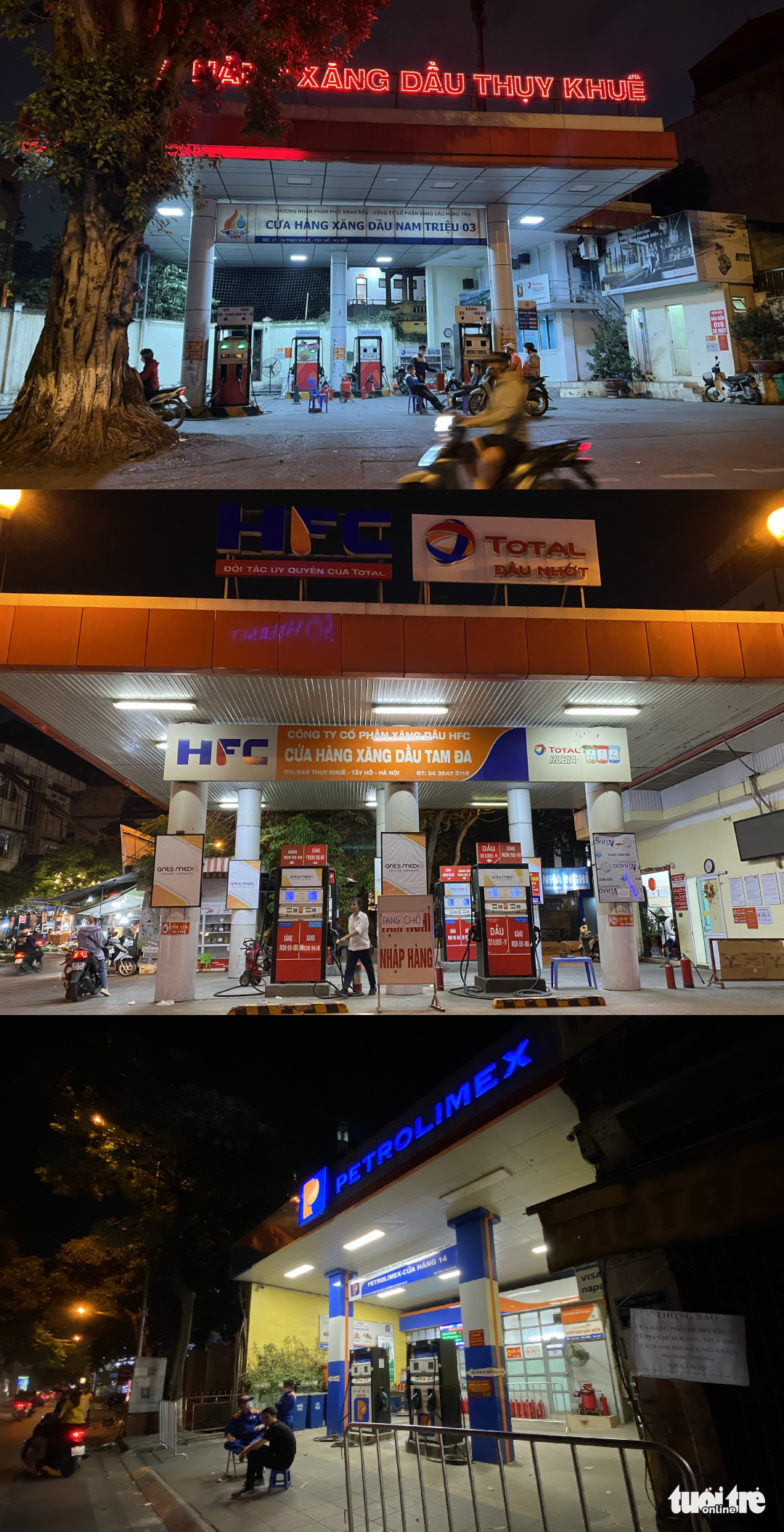 Thuy Khue, Tam Da, and Petrolimex 14 filling stations are closed in Tay Ho District, Hanoi, November 4, 2022. Photo: Tuoi Tre