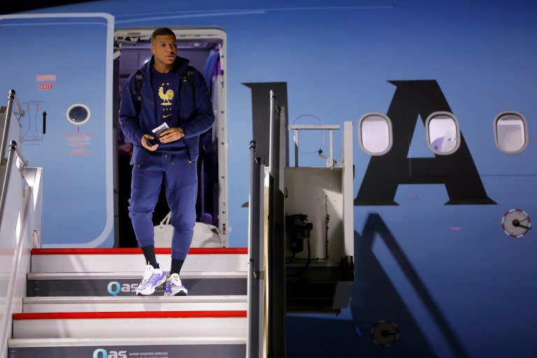 France's forward Kylian Mbappe arrives at the Hamad International Airport in Doha on November 16, 2022, ahead of the Qatar 2022 World Cup football tournament. Photo: AFP