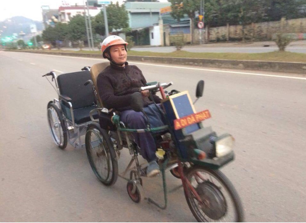 Man with paralyzed limbs creates 'legs' for the disabled in Vietnam