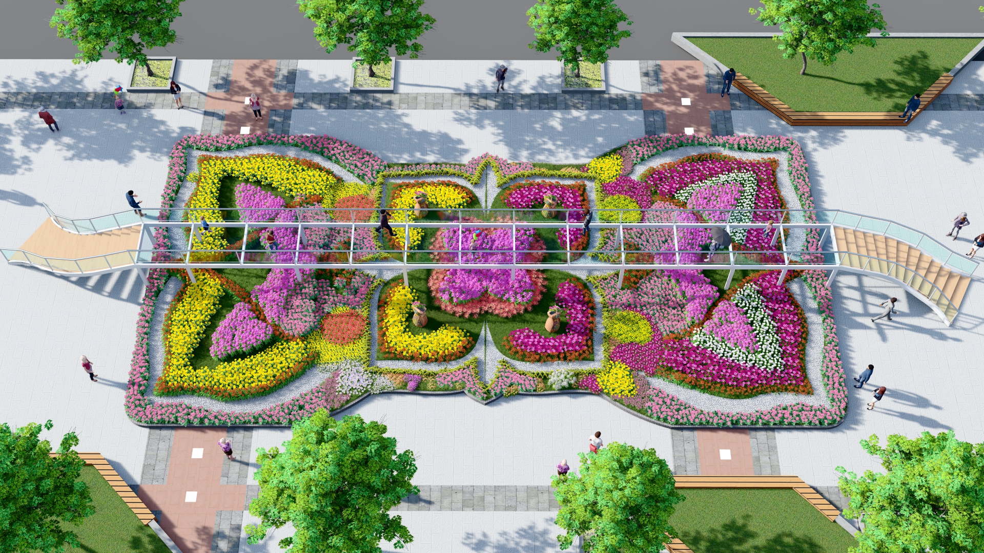 An architect’s impression of a glass bridge along the 2023 Nguyen Hue Flower Street in District 1, Ho Chi Minh City.