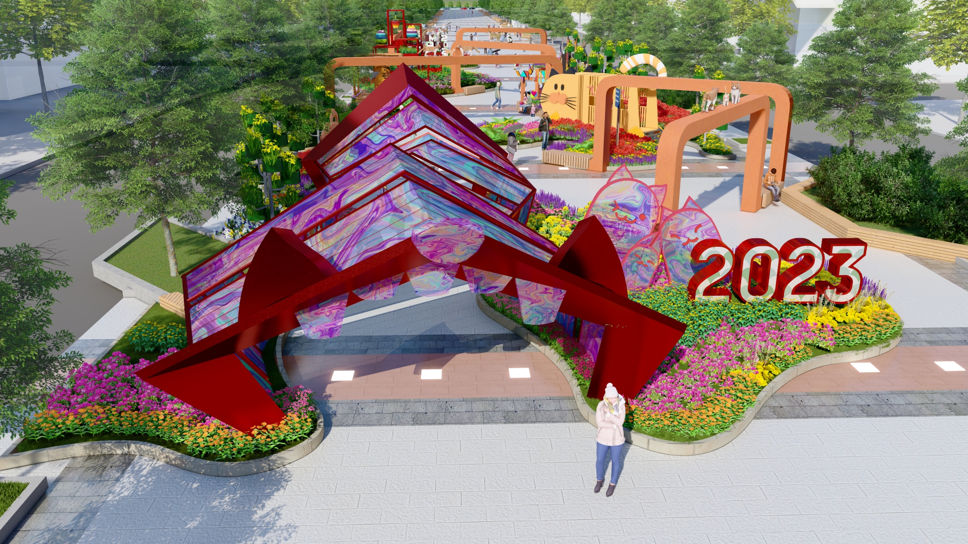 An architect’s impression of a section along the 2023 Nguyen Hue Flower Street in District 1, Ho Chi Minh City.