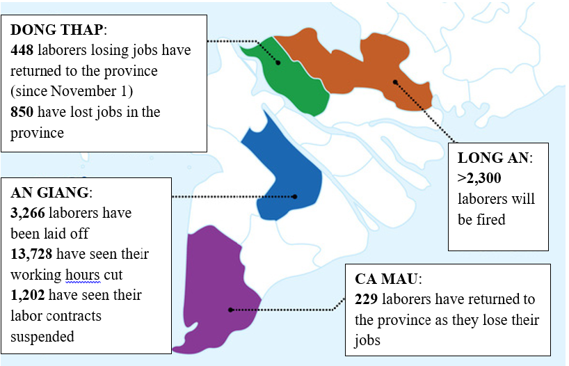 Statistics about the labor market in some Mekong Delta provinces. Graphic: Tan Dat / Tuoi Tre