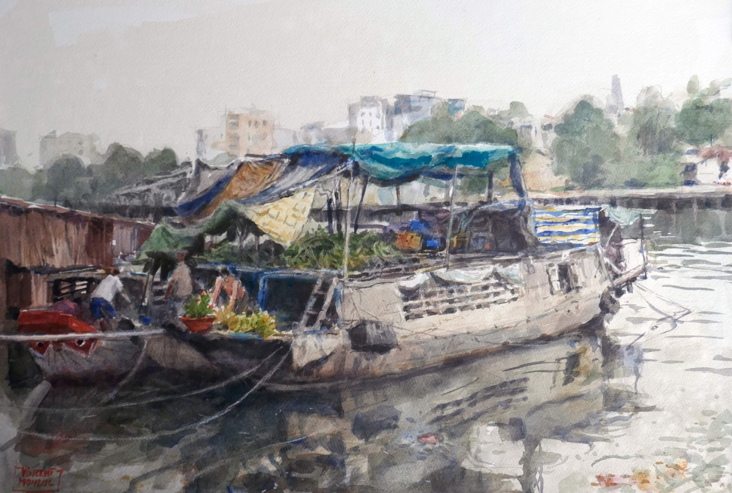 A sketch of Binh Dong Wharf in District 8, Ho Chi Minh City.