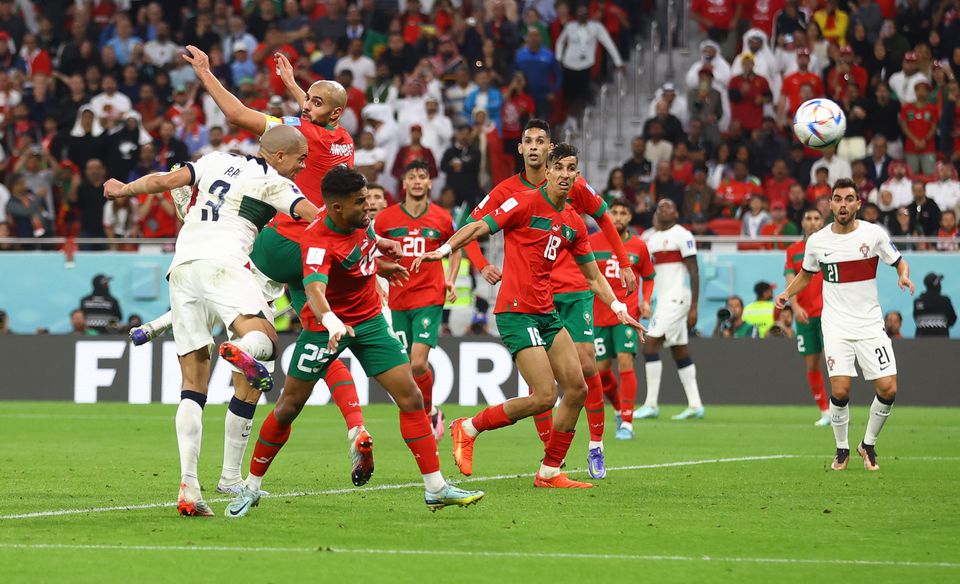 Soccer Football - FIFA World Cup Qatar 2022 - Quarter Final - Morocco v Portugal - Al Thumama Stadium, Doha, Qatar - December 10, 2022 Portugal's Pepe misses a chance to score. Photo: Reuters
