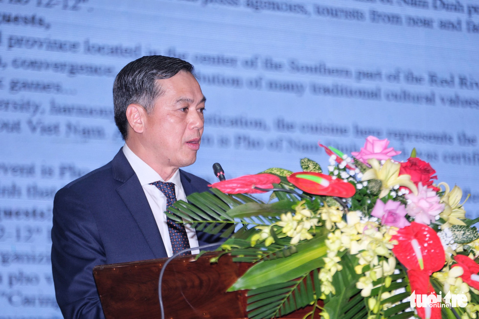 Vice-chairman of the People’s Committee of Nam Dinh Province Tran Le Doai speaks at the event. Photo: Nam Tran / Tuoi Tre
