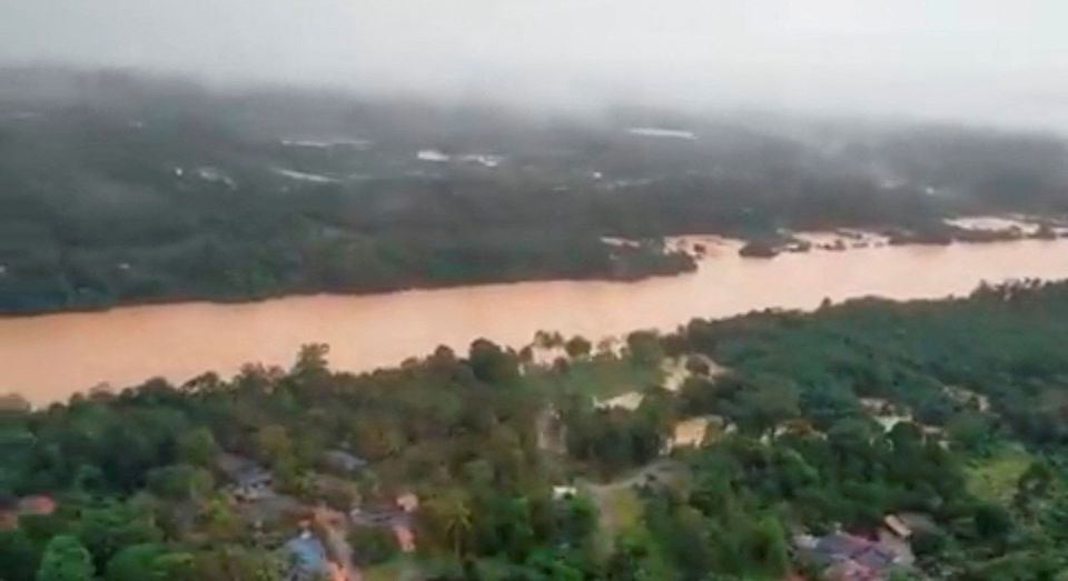 An aerial view shows flooding in east-coast of peninsular Malaysia, Malaysia, December 19, 2022, in this still image obtained from a social media video. Facebook/Korporat JBPM/via REUTERS