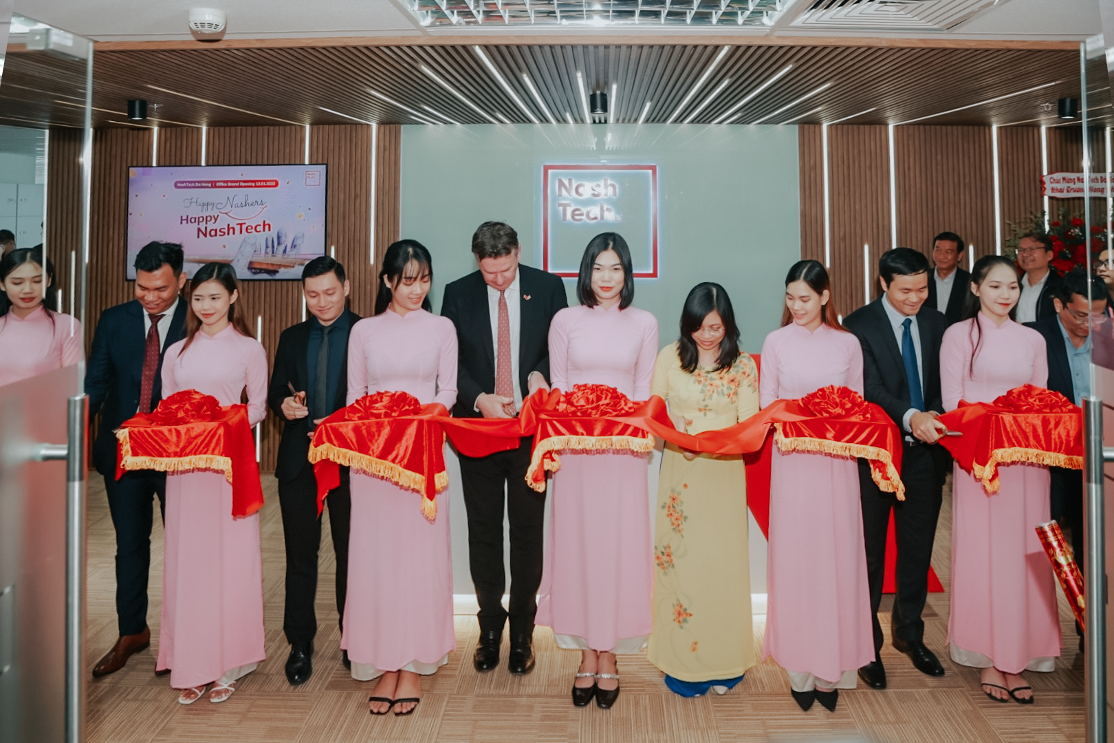 The board of directors at the grand opening of the Da Nang office.