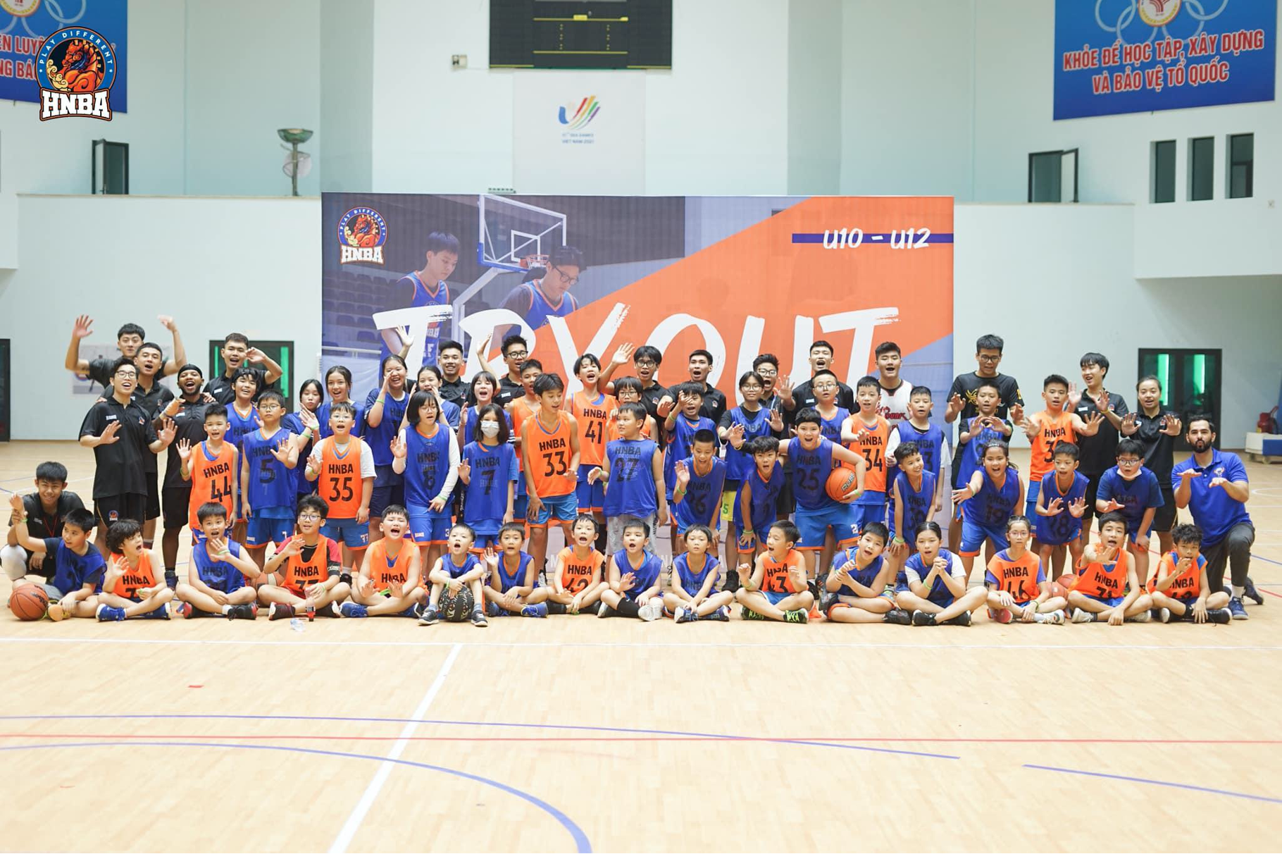 Young boys and girls recruited by the Hanoi Basketball Academy (HNBA). Photo: VBA
