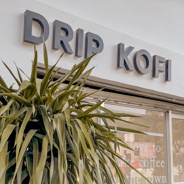 A sign of Drip Kofi is seen in this supplied photo.