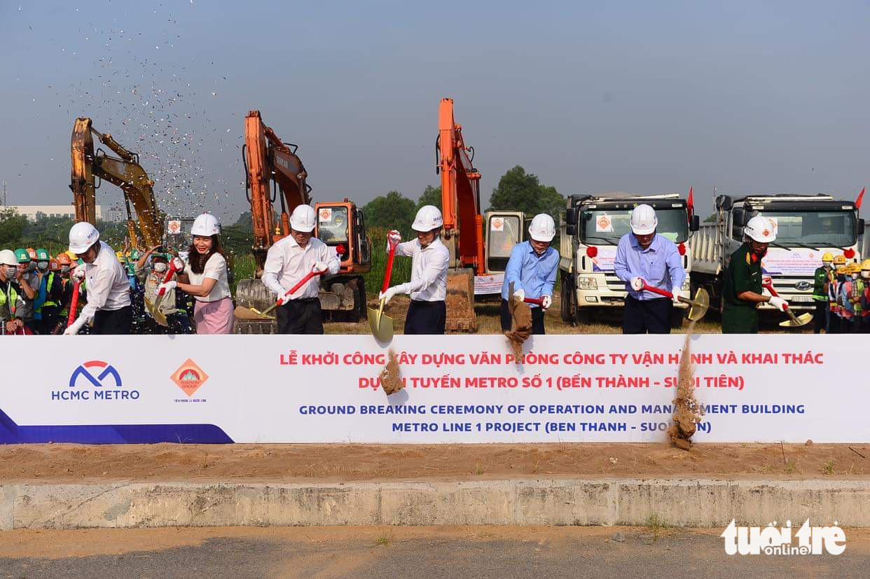 The groundbreaking of the operation and management building of Ho Chi Minh City’s first metro line, January 31, 2023. Photo: Quang Dinh / Tuoi Tre