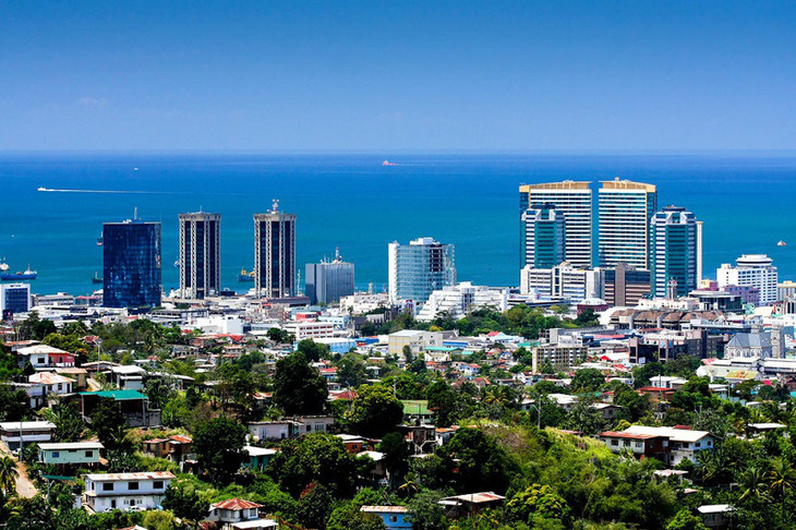 A snapshot of a corner of Port of Spain, the capital of Trinidad & Tobago from iStock