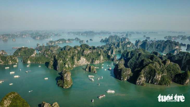 Ha Long Bay, a UNESCO recognized world natural heritage site, in Vietnam’s northern Quang Ninh Province, is seen from above in this image. Photo: Nam Tran / Tuoi Tre