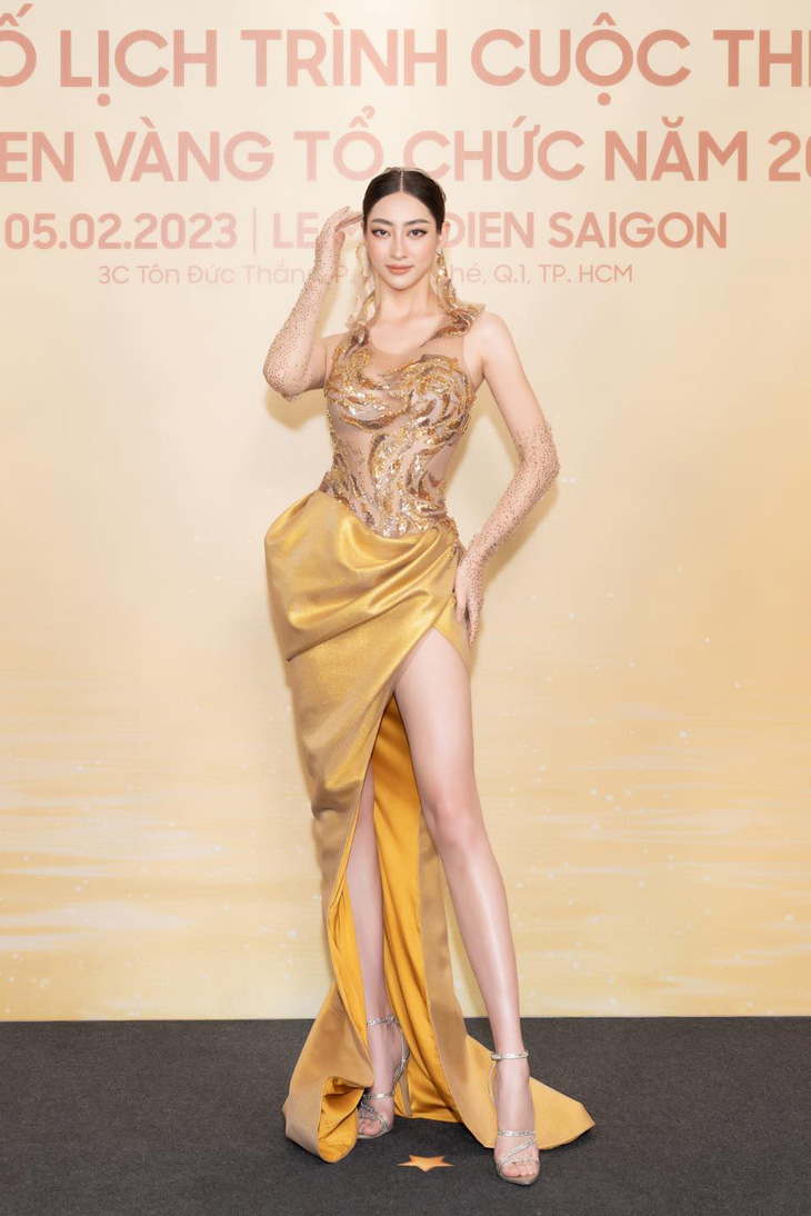 Luong Thuy Linh, Miss World Vietnam 2019, attends the press conference for the Miss National Vietnam 2023 beauty pageant, February 5, 2023. Photo: Handout via Tuoi Tre