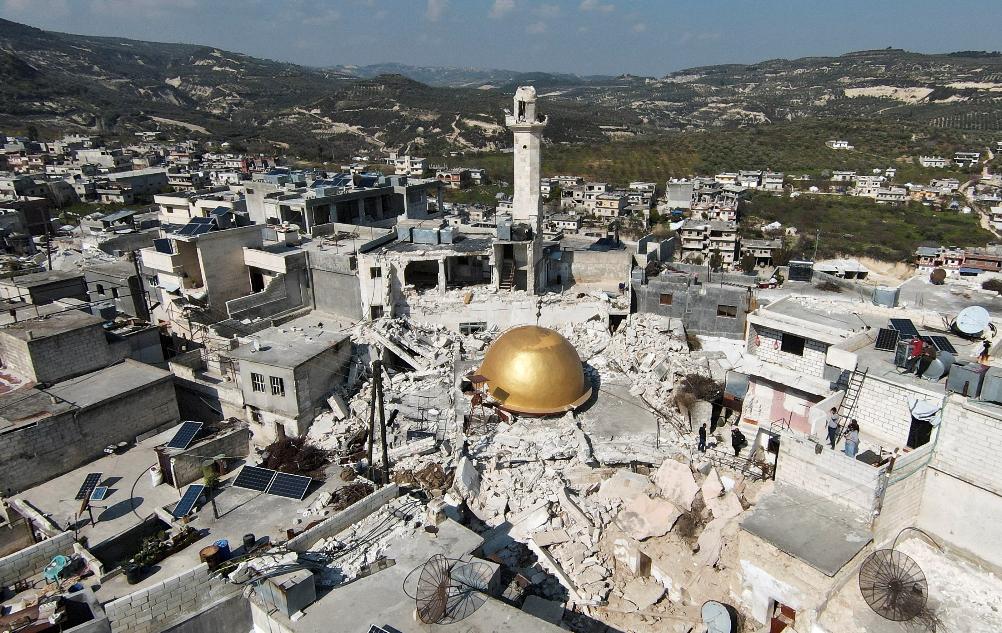 A general view shows a damaged mosque in the aftermath of a deadly earthquake, in rebel-held al-Maland village, in Idlib province, Syria February 24, 2023. Photo: Reuters