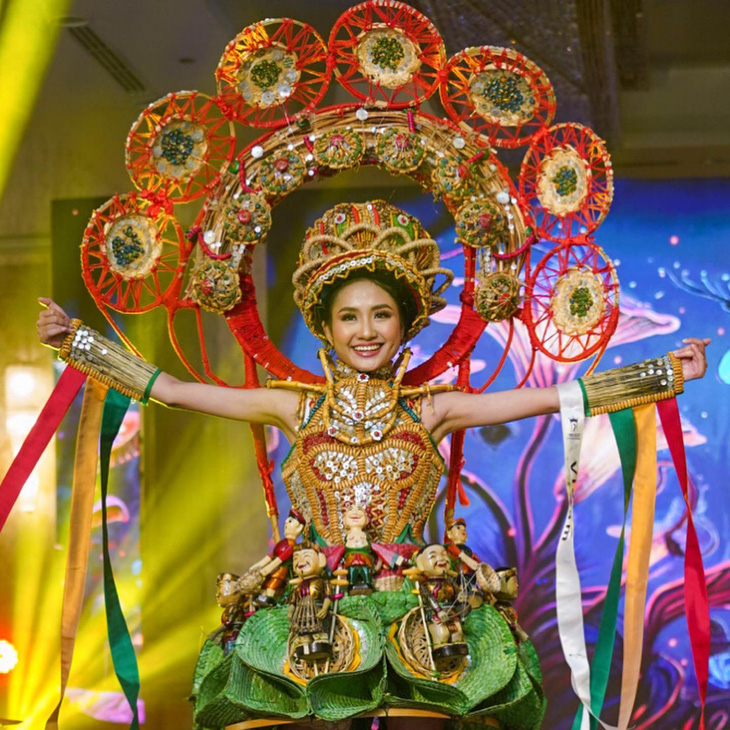This supplied image shows Nguyen Thanh Ha, the newly-crowned beauty in her environmental costume at Miss Eco International 2023 in Egypt.