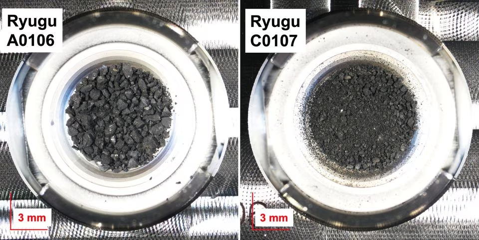 Carbonaceous rock samples retrieved from the asteroid Ryugu, that were subjected to chemical analysis by Hayabusa2 soluble organic matter (SOM) team members, led by Hiroshi Naraoka, Yoshinori Takano and Jason Dworkin, are seen in this undated handout photo. JAXA/Handout via Reuters