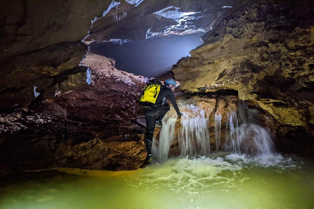 The British Caving Association team will come back later and use boats to move deeper into another cave with a relatively long underground stream. Photo: British Caving Association