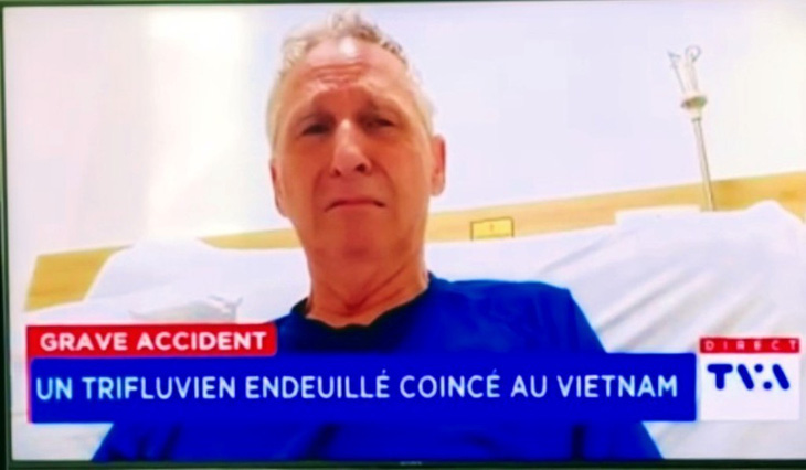 This screenshot shows Gélinas Guy appearing on a report by TVA, the largest television broadcaster Québec, Canada.