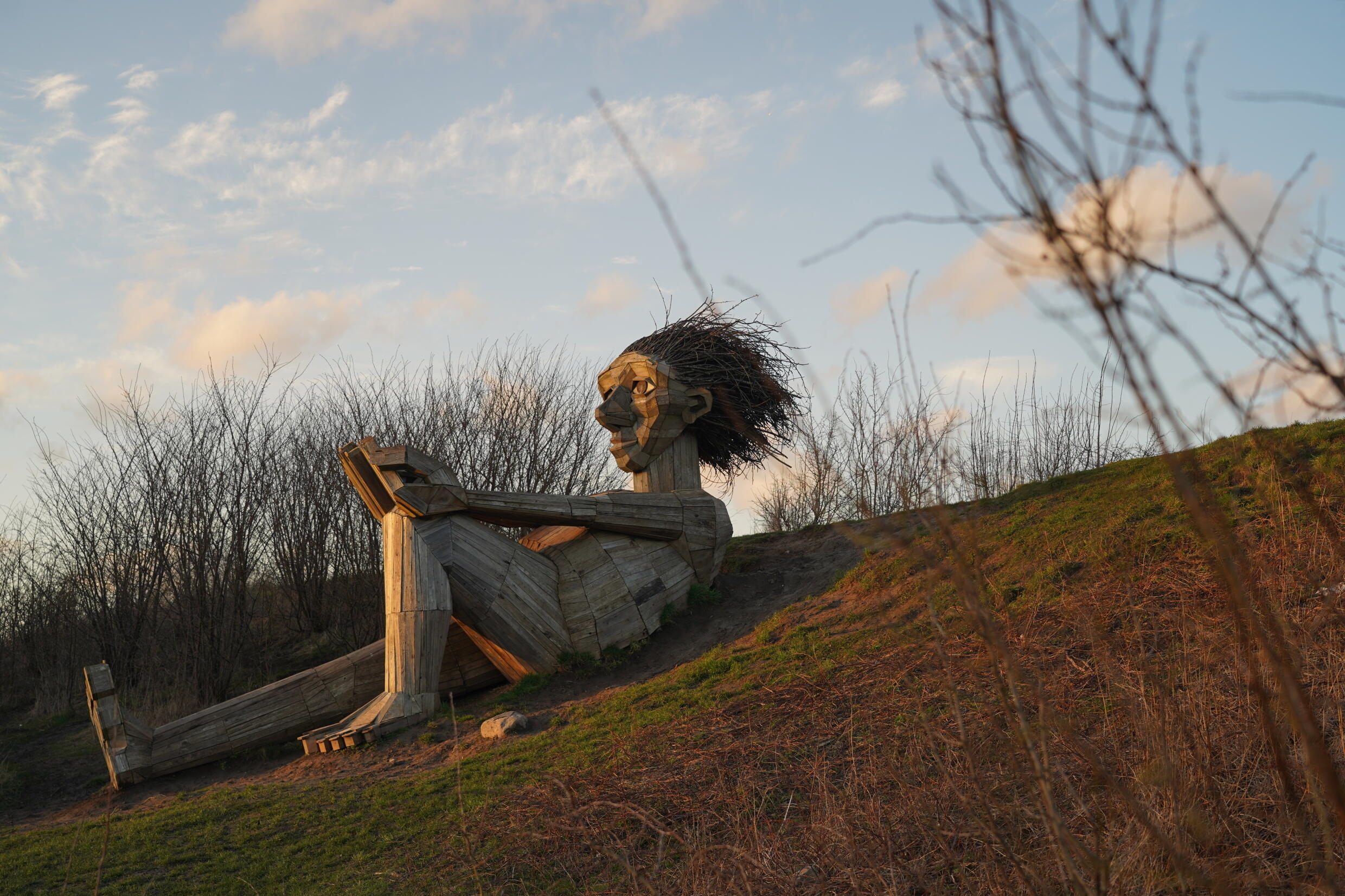 One of Dambo's giant trolls takes a little rest in Hvidovre, Denmark. Photo: AFP