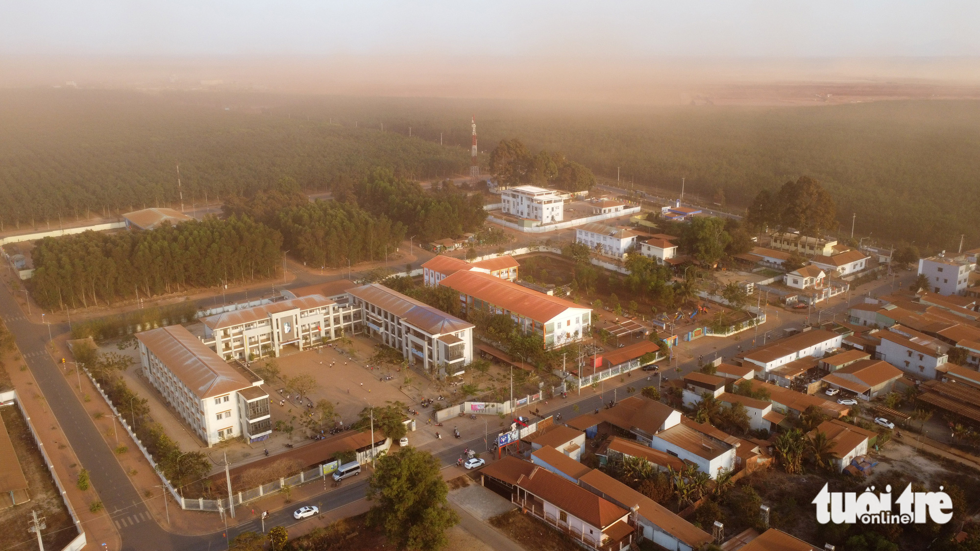 Dust blankets expressway, houses near giant airport construction project in southern Vietnam