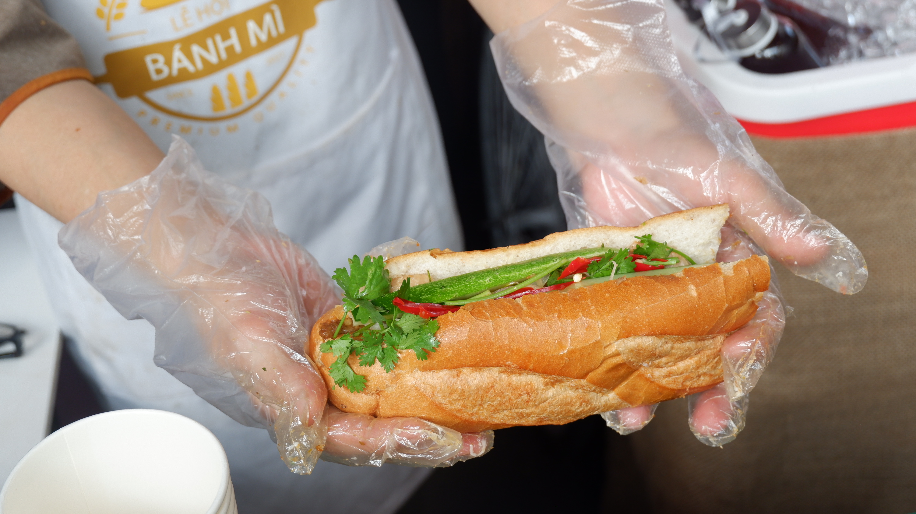 A loaf of vegan banh mi is ready to serve. Photo: Dong Nguyen / Tuoi Tre News