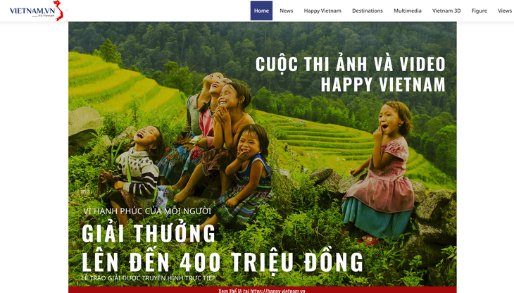A screenshot of the photo and video contest “Happy Vietnam 2023” on the website vietnam.vn.